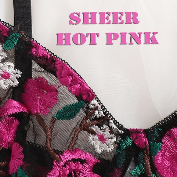 Sexy Sheer Embroidered Mesh Underwire Lingerie Set Size XL - Picture 4 of 4